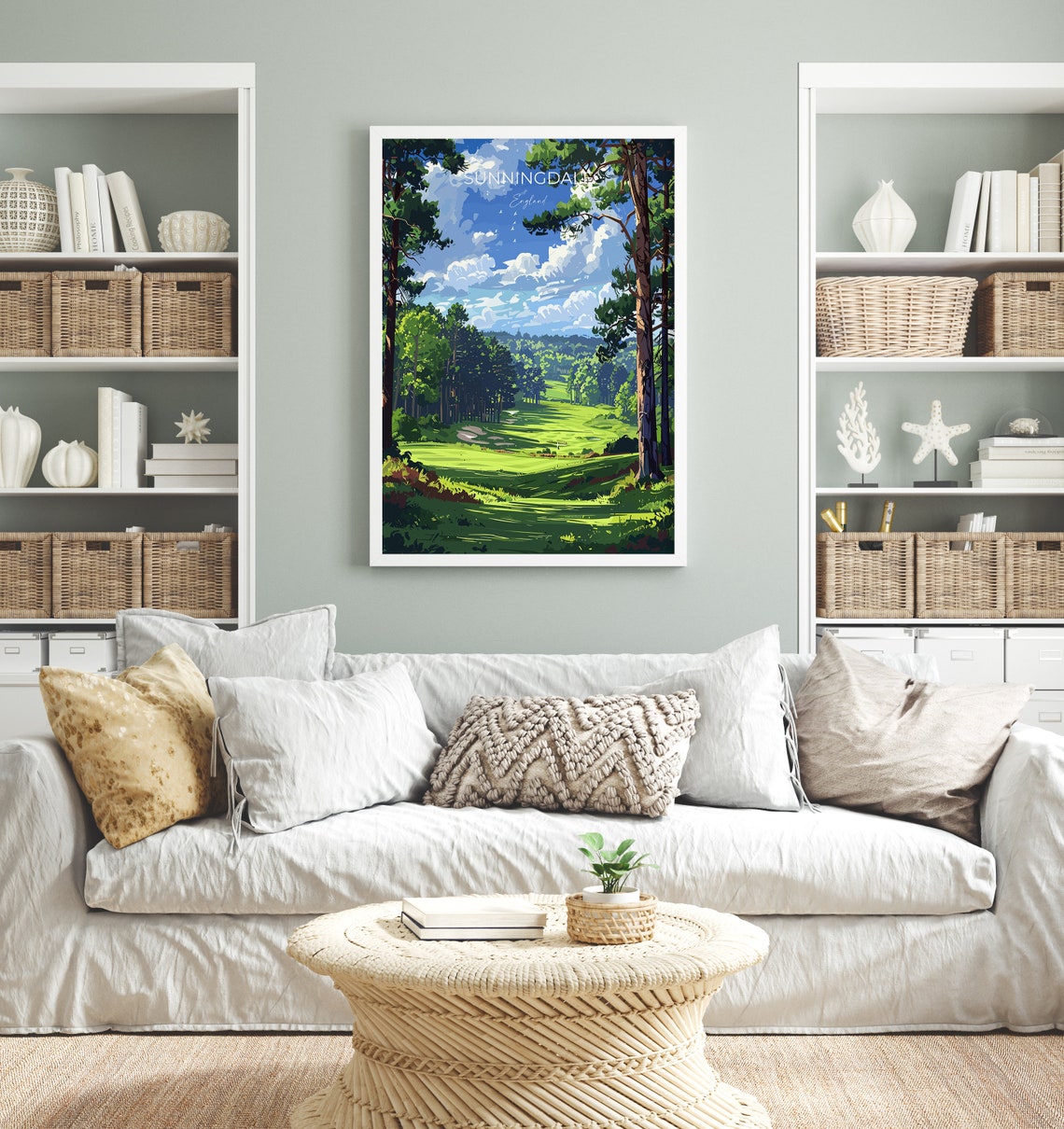 Sunningdale England Golf Course Pine Trees Sunny Fairway Poster - Image 4
