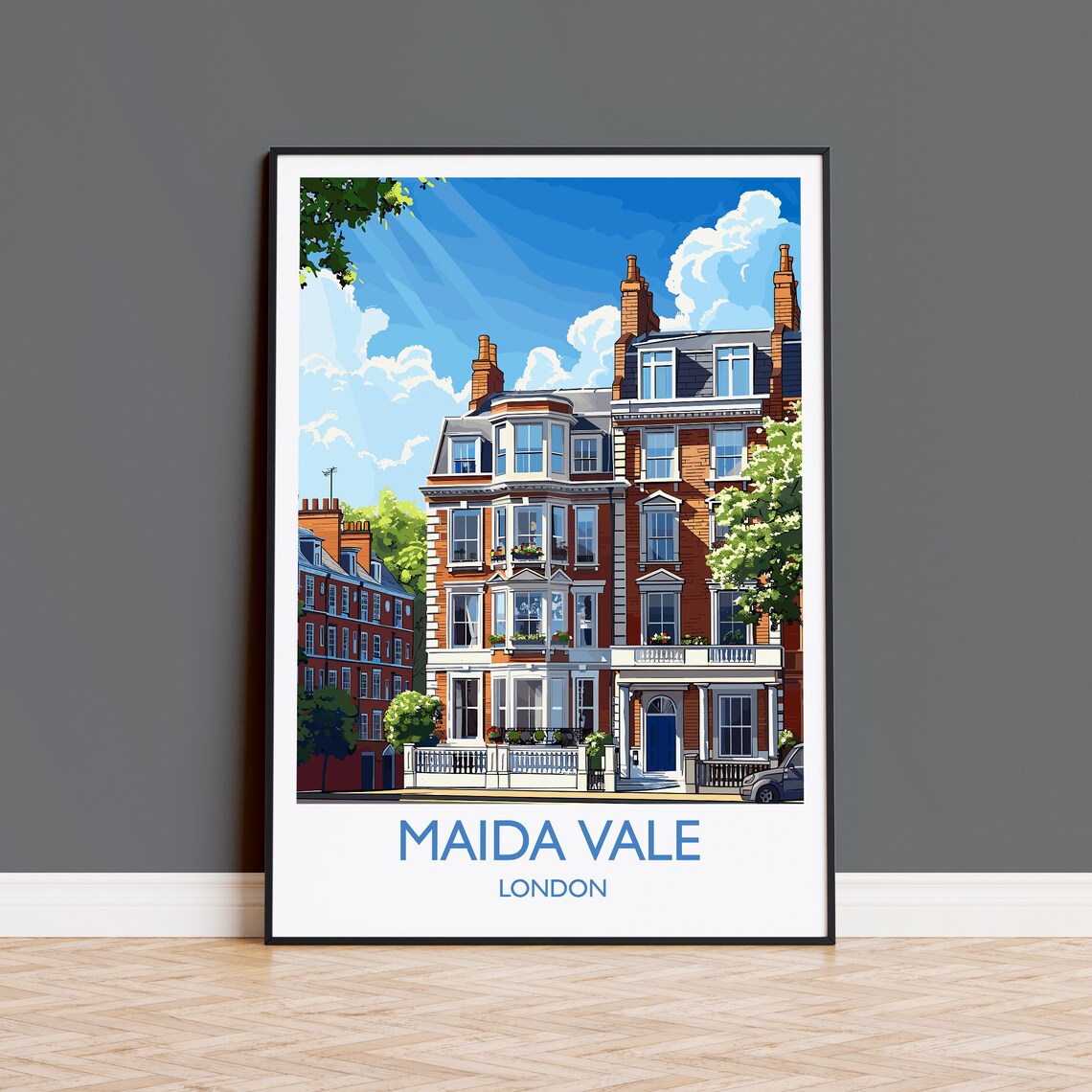 Maida Vale London Red Brick Mansion Flats Bay Windows Travel Poster