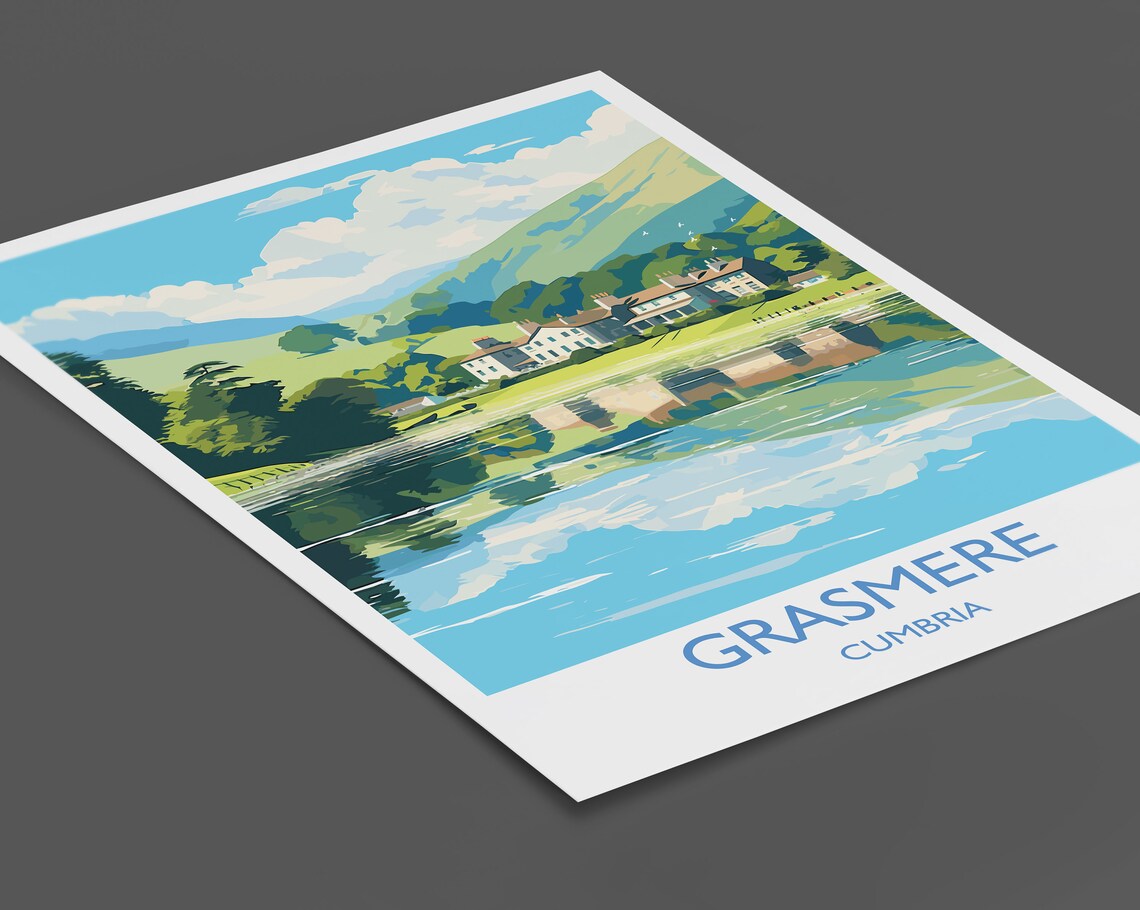 Grasmere Travel Poster, England Cumbria Art Print - Image 2