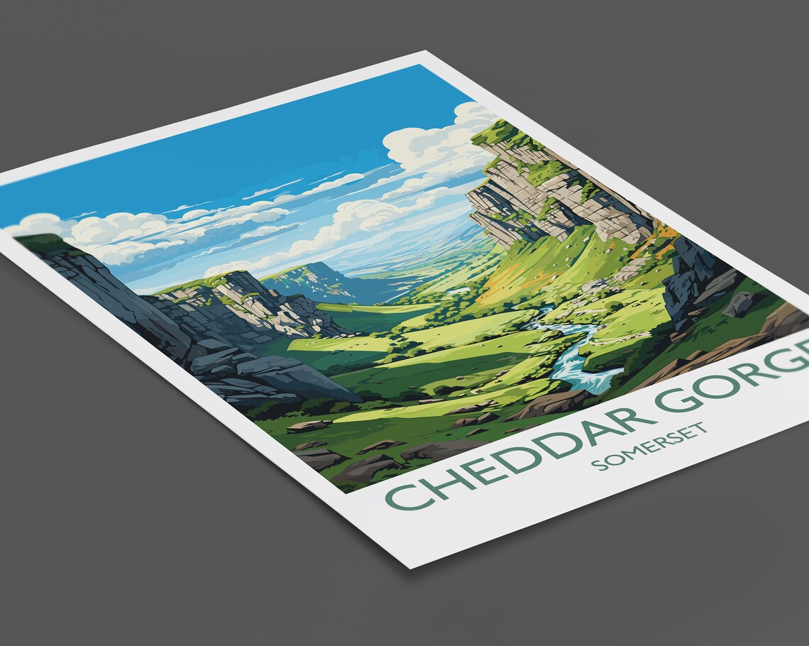Cheddar Gorge Travel Poster, Somerset England - Image 2