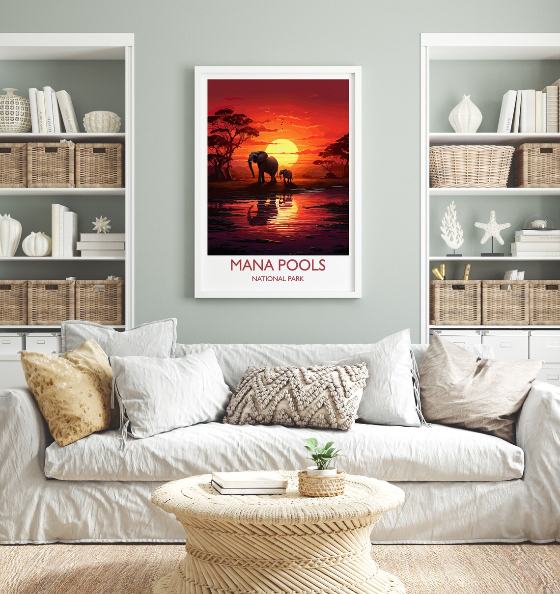 Mana Pools National Park Sunset Elephant Africa Safari Art Poster - Image 4