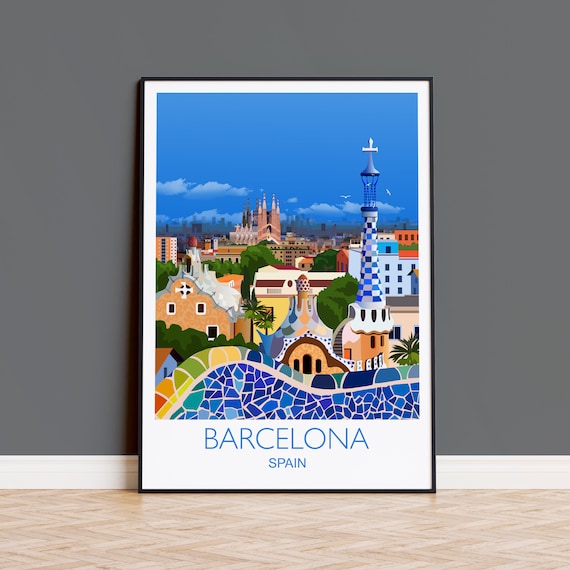 Barcelona Travel Poster, Spain City Art Print