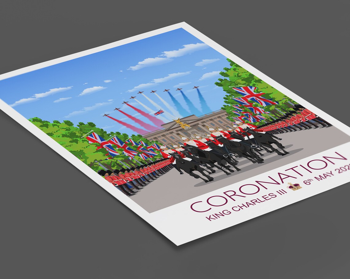 London Coronation Poster, King Charles III Travel - Image 3