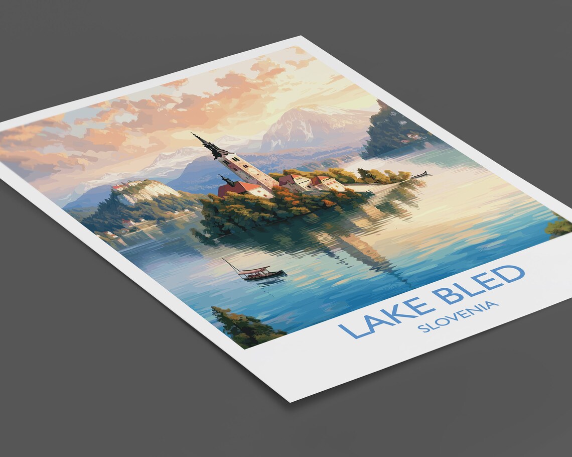 Lake Bled Travel Poster, Slovenia Wall Art Print - Image 2