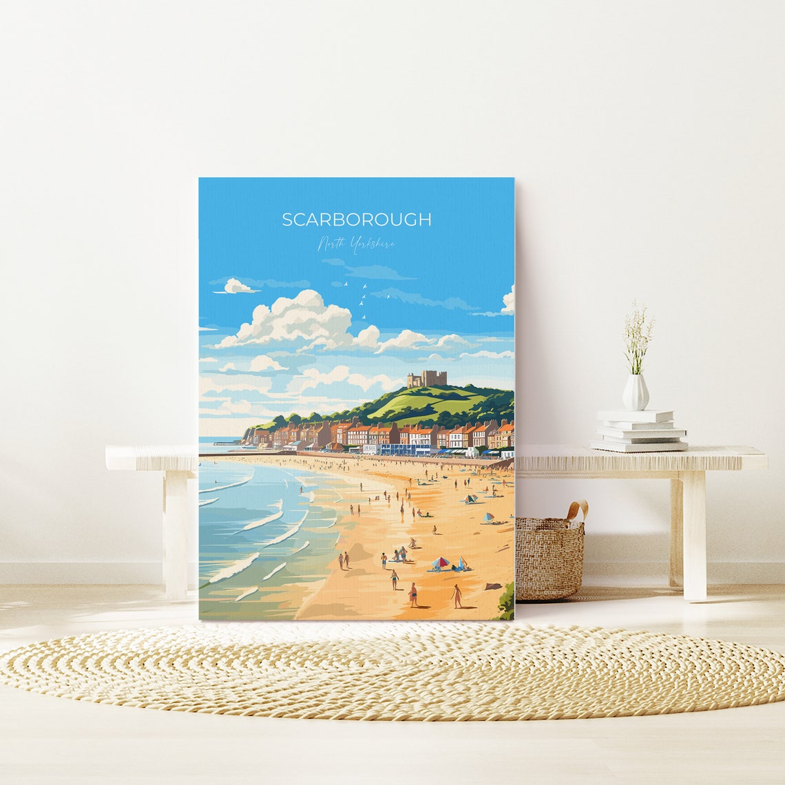 Scarborough Beach Travel Print Travel Poster Of Scarborough North Yorkshire Gift England Norfolk Art Scarborough Gift Wall Art Print - Image 3