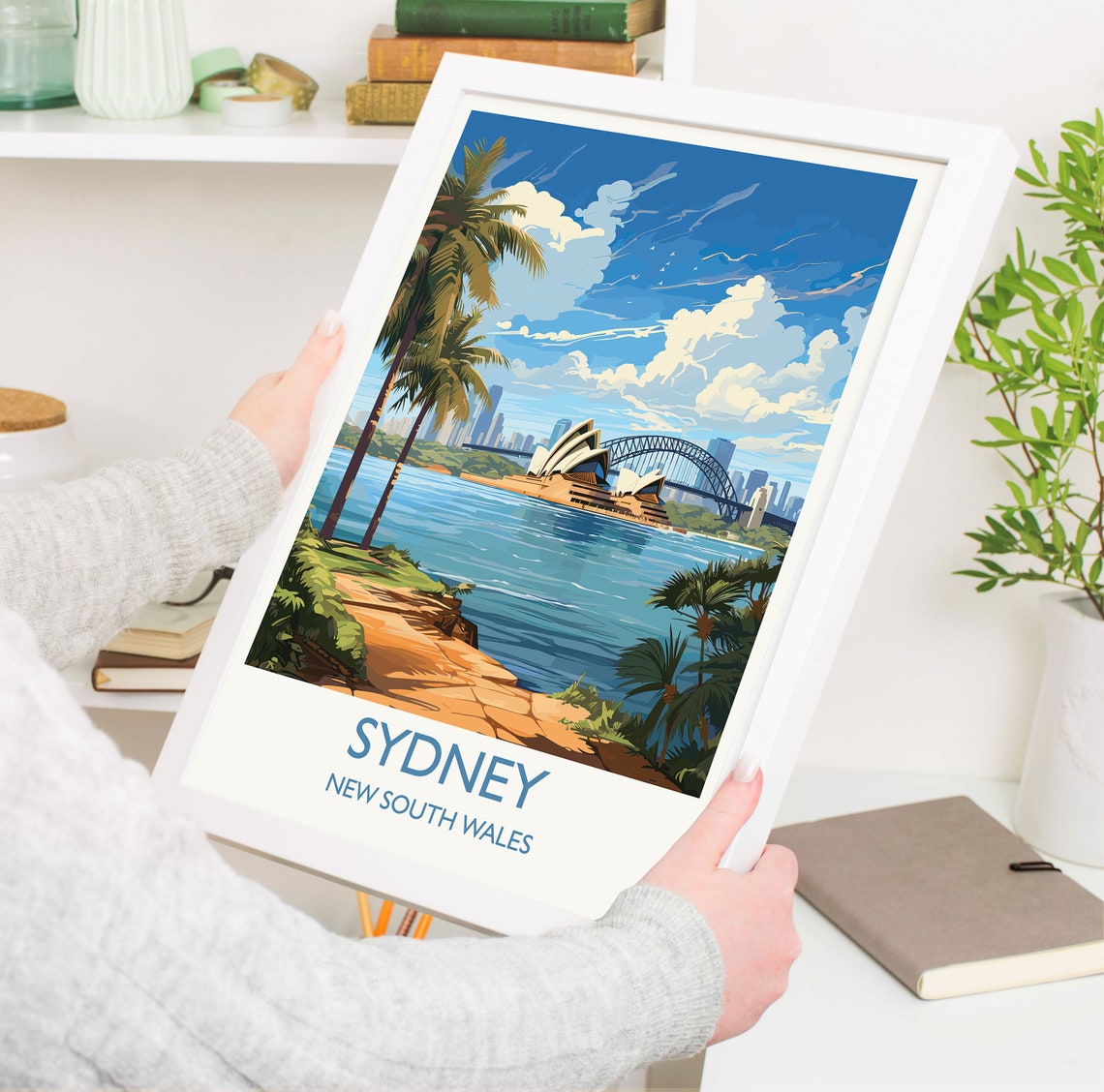 Sydney Opera House Harbour Bridge Palm Trees Waterfront Travel Poster - Image 5