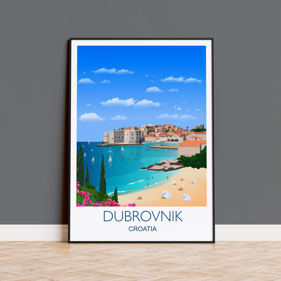 Dubrovnik Travel Poster Wall Art Travel Print Of Dubrovnik Dubrovnik Art Lovers Gift Travel Wall Art Croatia Travel Poster