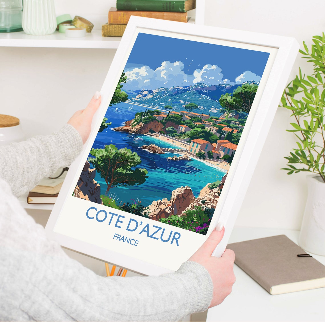 Cote Dazur Travel Poster Wall Art Travel Print Of Cote Dazur Cote Dazur Art Lovers Gift South Of France French Coast Art Gift - Image 3