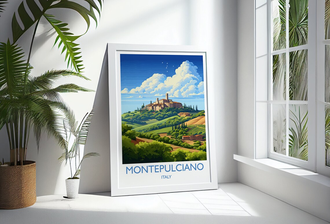 Montepulciano Italy Tuscan Hill Town Vineyards Travel Poster - Image 3