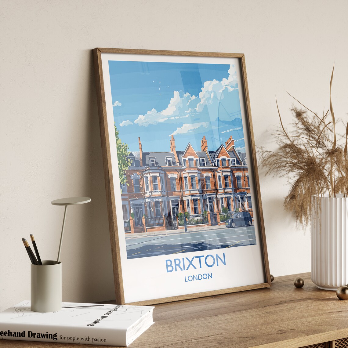 Brixton London Red Brick Victorian Terraces Street Travel Poster - Image 2