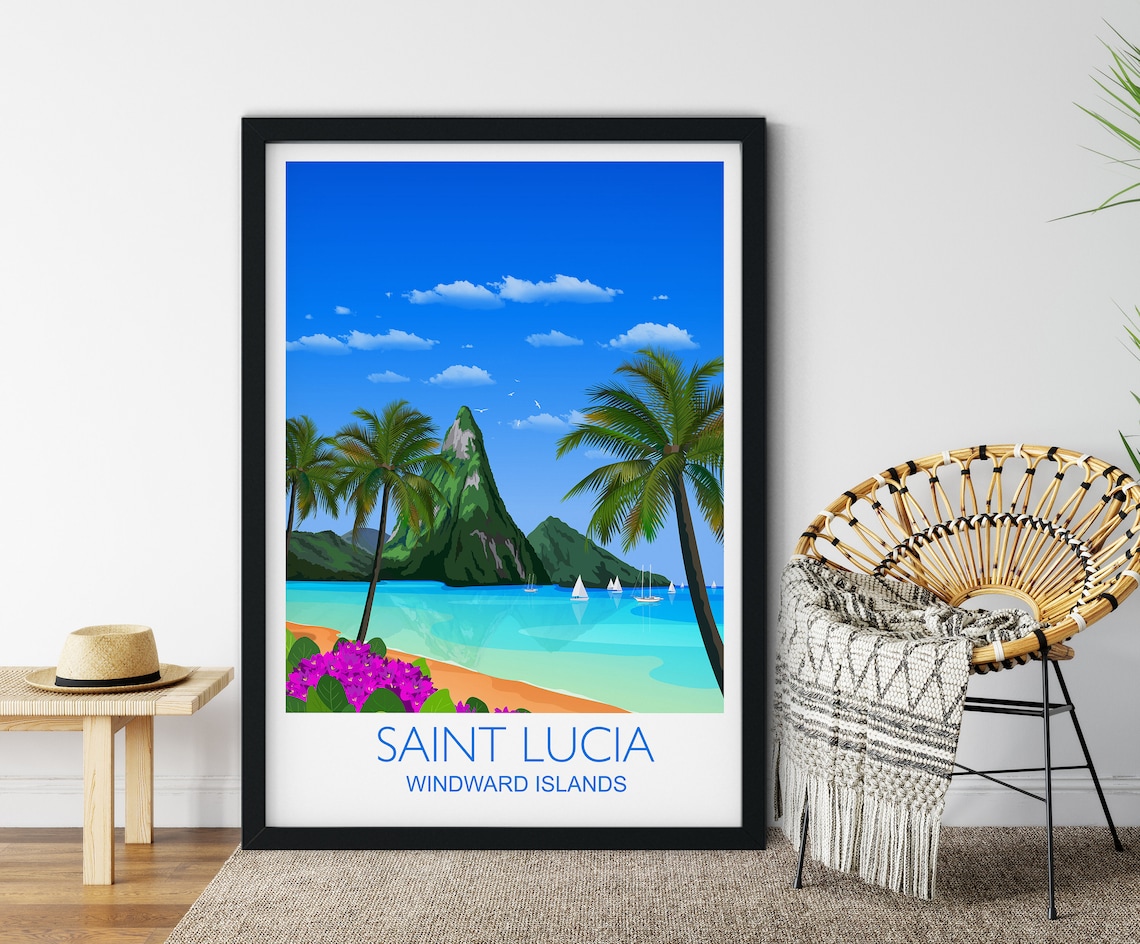 Saint Lucia Windward Islands Travel Poster