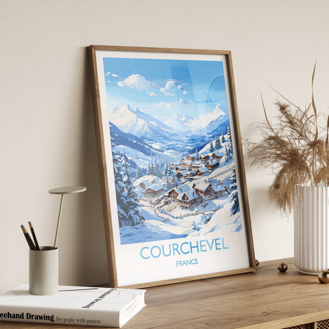 Courchevel France Alpine Village Snowy Peaks Ski Travel Poster - Image 3