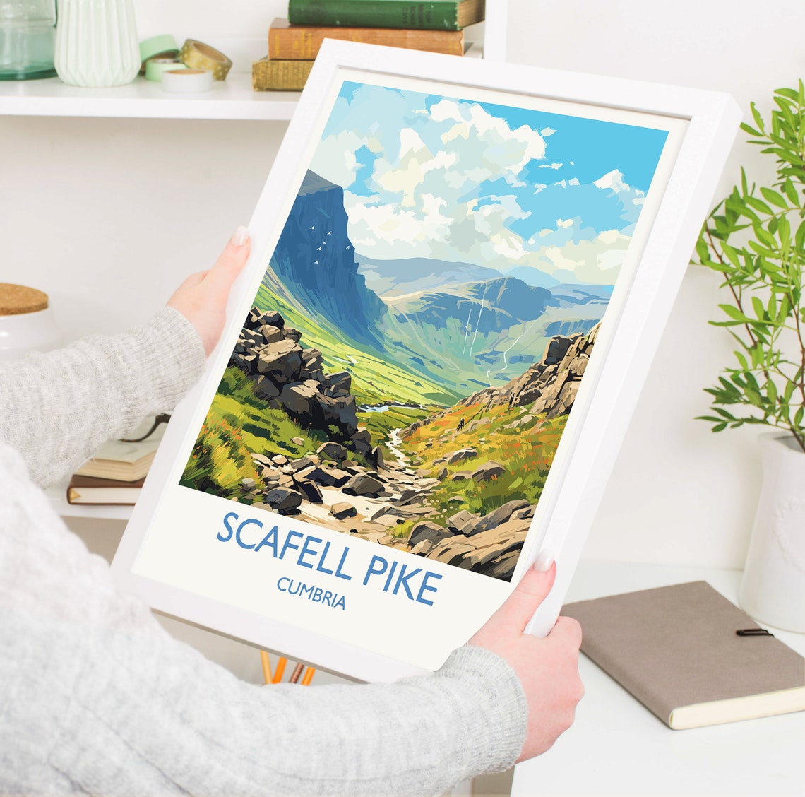 Scafell Pike Cumbria Scree Path Fell Valley Hiking Art Poster - Image 5