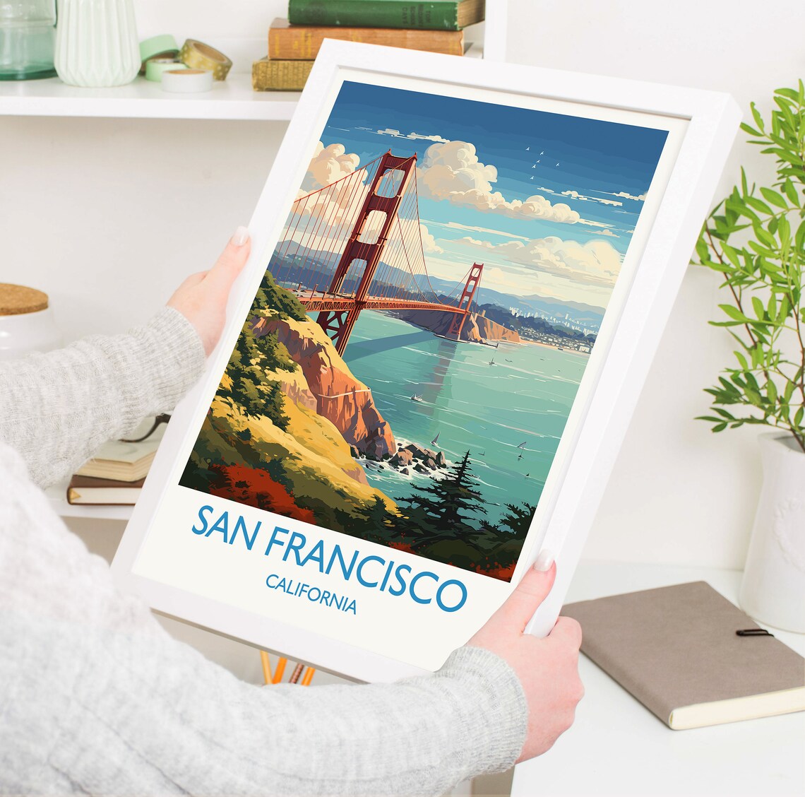 San Francisco California Golden Gate Bridge Bay View Travel Poster - Image 5