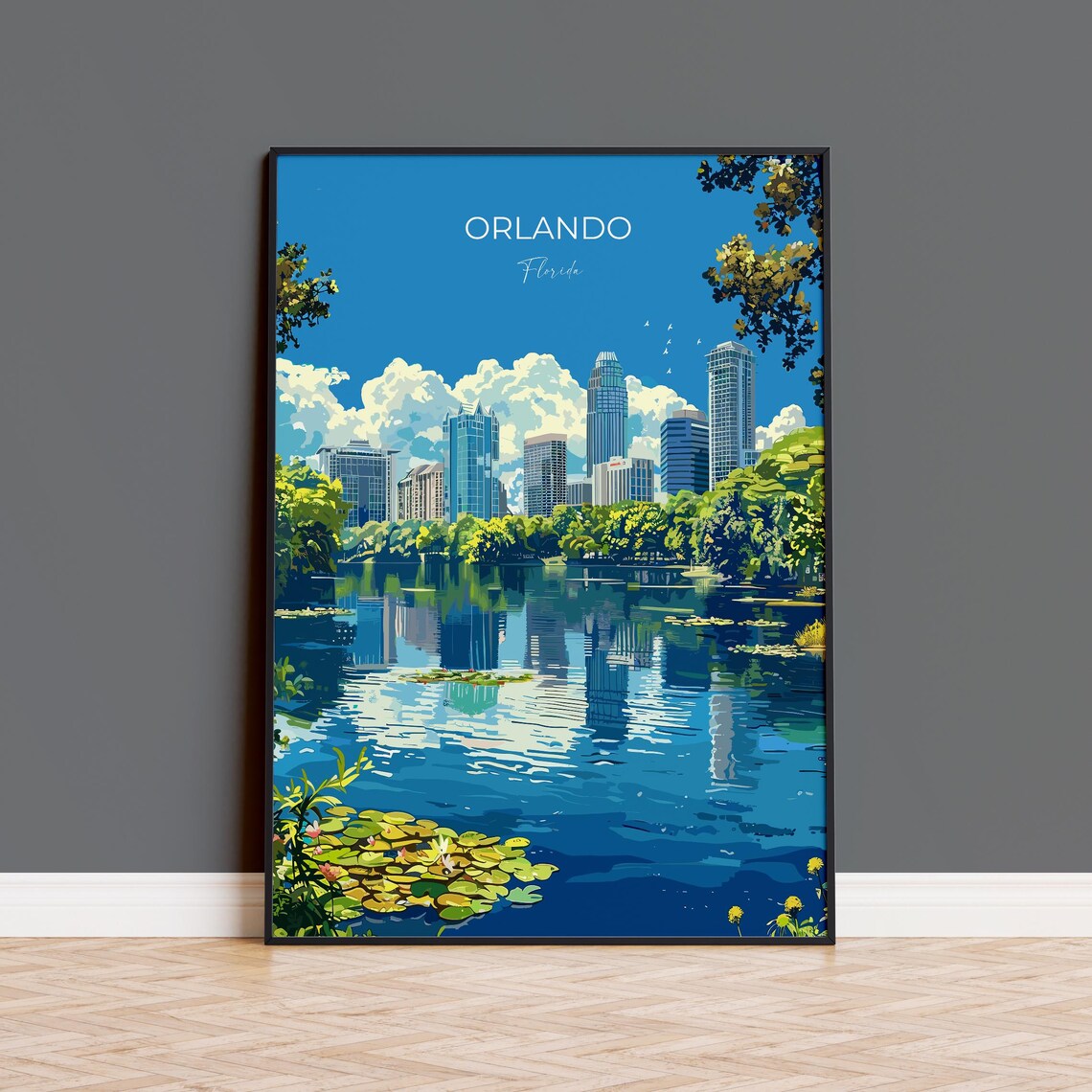 Orlando Travel Poster Travel Print Of Orlando Orlando Art Lovers Gift Florida Art Gift Usa Wall Art Print