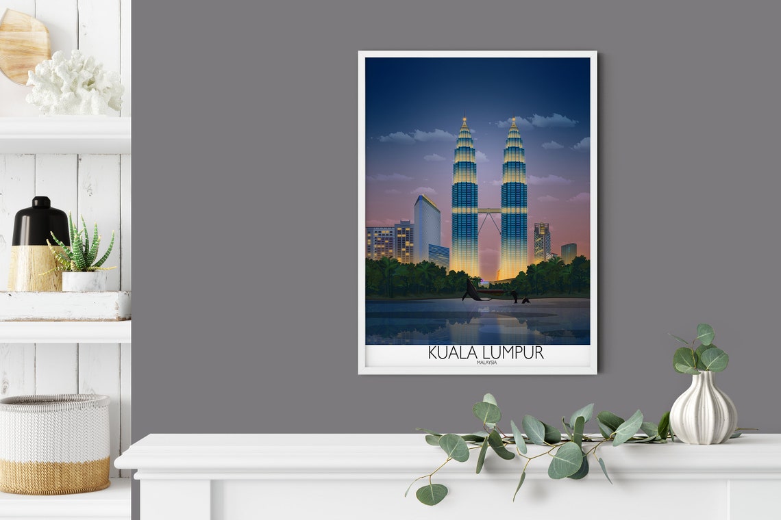Travel Poster Of Kuala Lumpur Travel Print Of Kuala Lumpur Malaysia Travel Poster Kuala Lumpur Sunset Print - Image 2