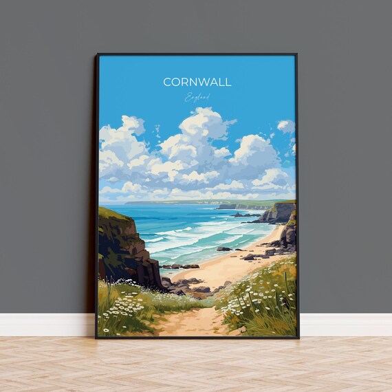 Cornwall Travel Poster, England Wall Art Print