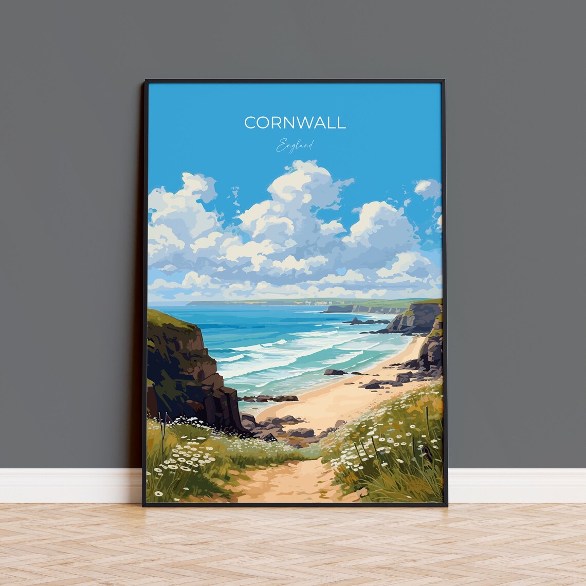Cornwall Travel Poster, England Wall Art Print