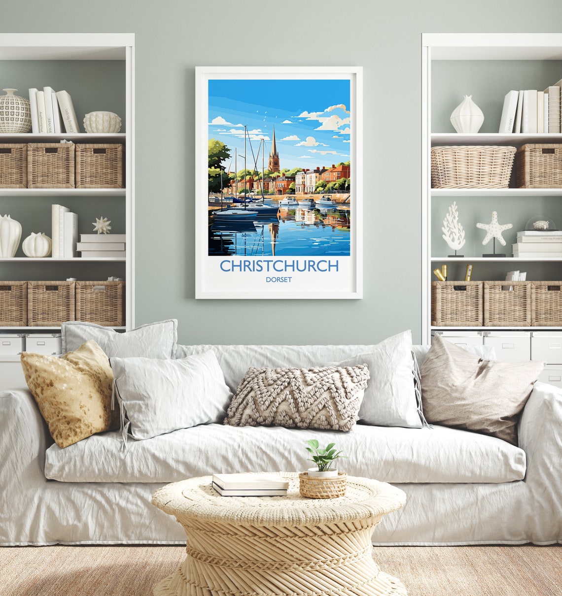 Christchurch Travel Poster Wall Art Travel Print Of Christchurch England Dorset Coast Art Lovers Gift Dorset Wall Decor - Image 4
