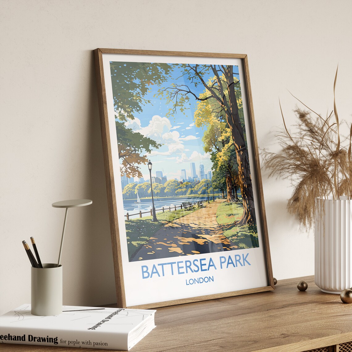 Battersea Park Travel Poster, London Travel Poster - Image 3