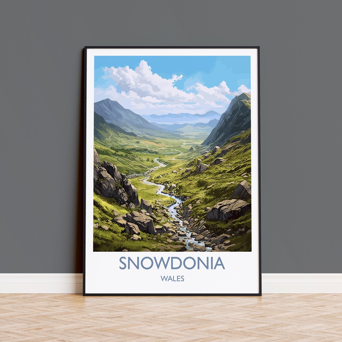 Snowdonia Travel Poster, Wales Travel Art Print