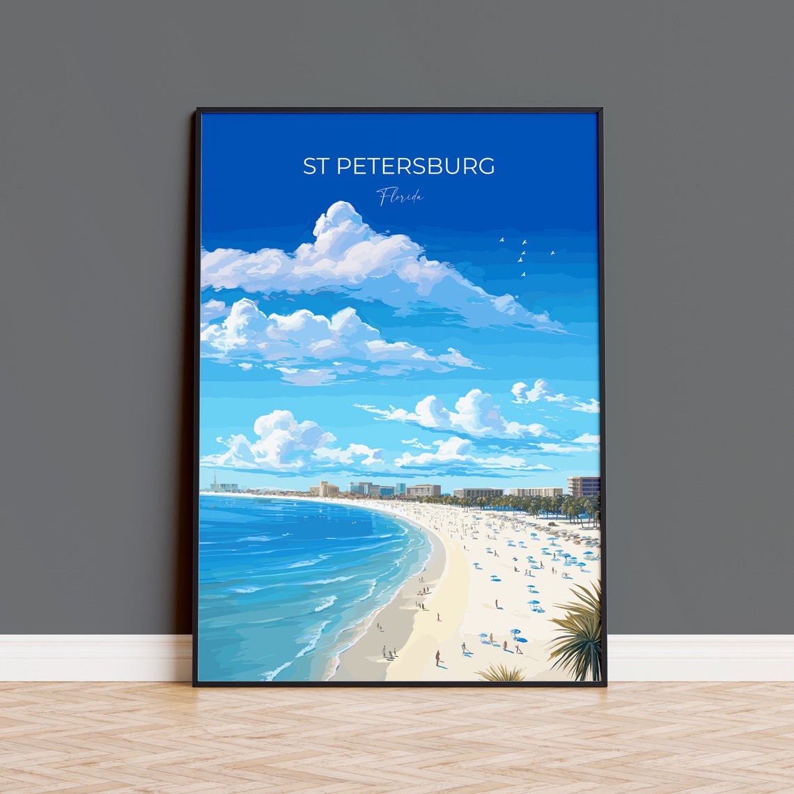 St Petersburg Travel Print Travel Poster Of St Petersburg St Petersburg Beach Gift Florida Art Gift Usa Wall Art Print
