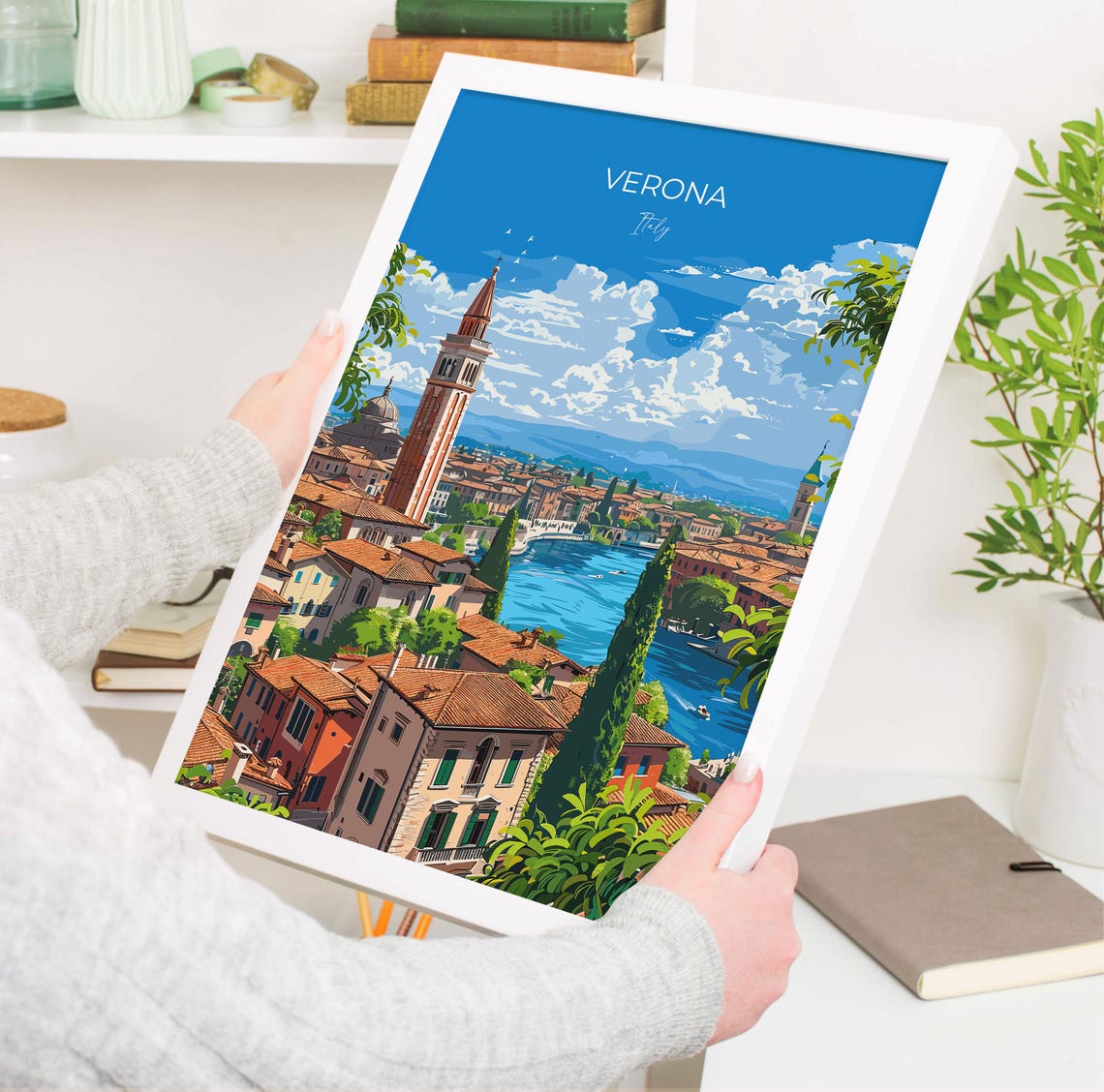 Verona Travel Poster Wall Art Travel Poster Of Verona Verona Art Lovers Gift Italy Italian Art Gift - Image 3