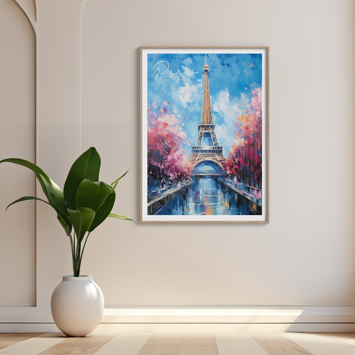 Eiffel Tower Pink Cherry Blossom Spring Paris France Art Poster - Image 4