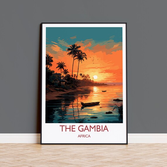 The Gambia Travel Poster Wall Art Travel Poster Of The Gambia The Gambia Gift The Gambia Sunset Africa Africa Art Lovers Gift