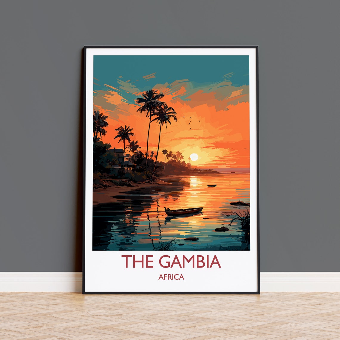 The Gambia Travel Poster Wall Art Travel Poster Of The Gambia The Gambia Gift The Gambia Sunset Africa Africa Art Lovers Gift