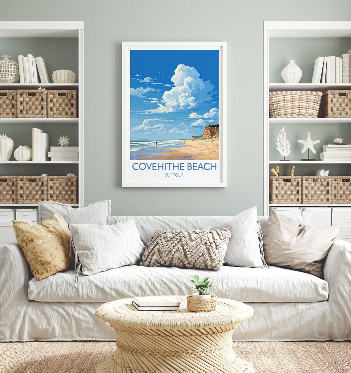 Covehithe Beach Suffolk White Border Sand Dunes Travel Poster - Image 2