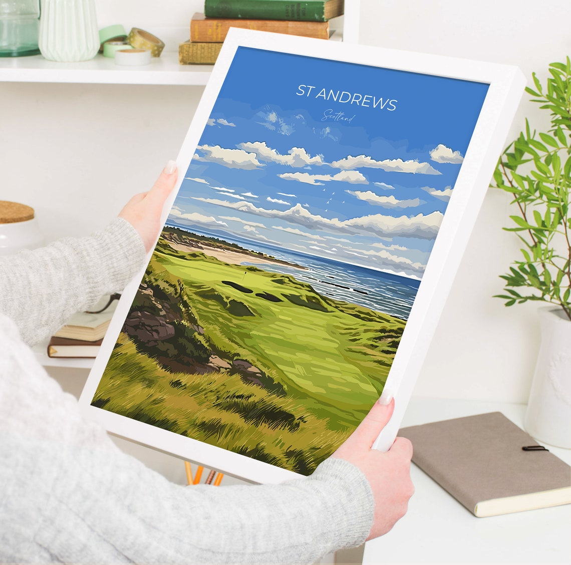St Andrews Scotland Links Golf Course Green Fairway Coastal Poster - Image 5