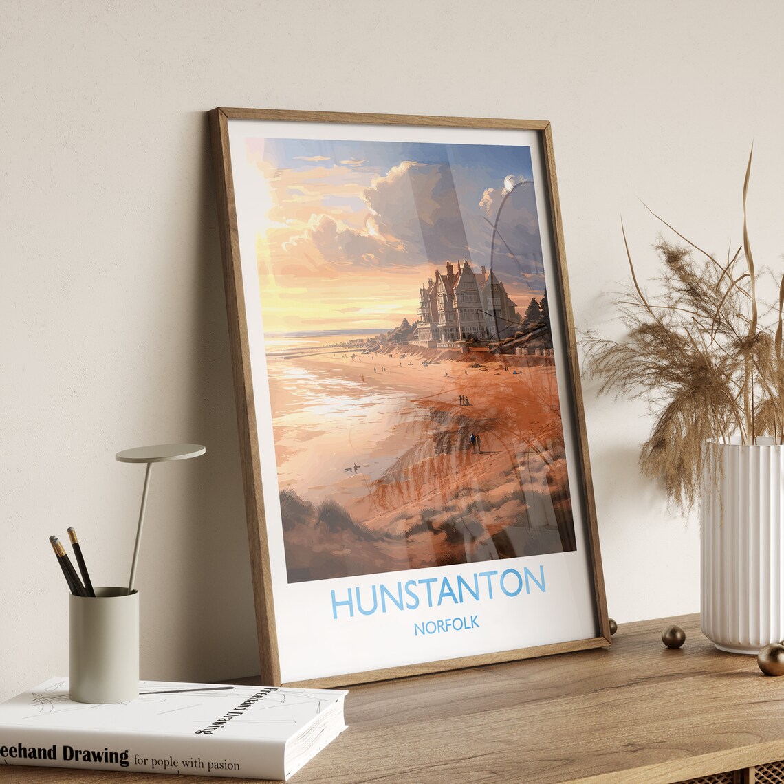 Hunstanton Beach Norfolk Sunset Over Grand Hotel Travel Poster - Image 3