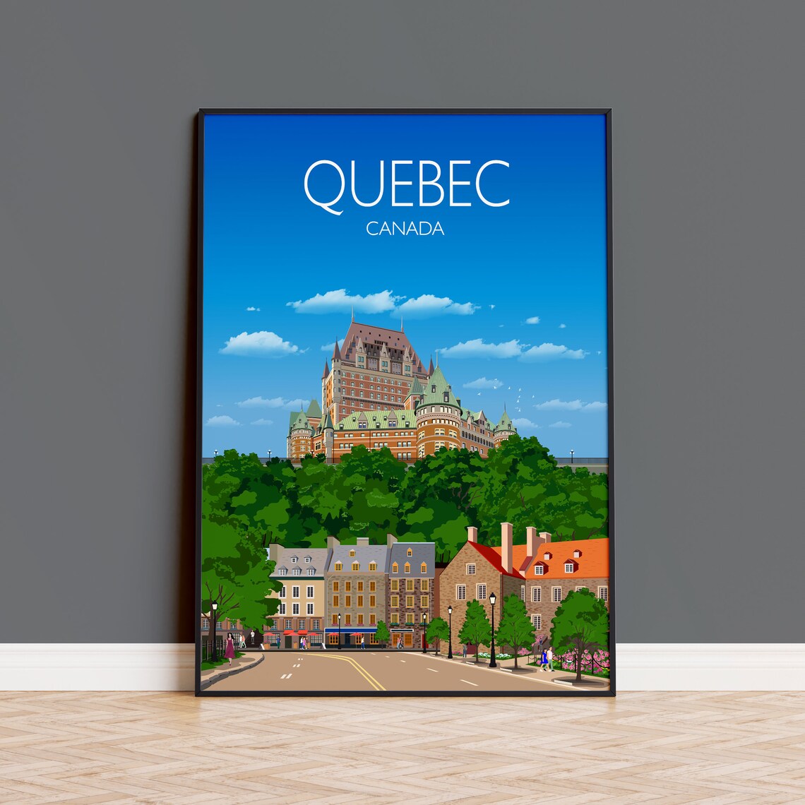 Quebec Canada Chateau Frontenac Old Town Street Scene Poster