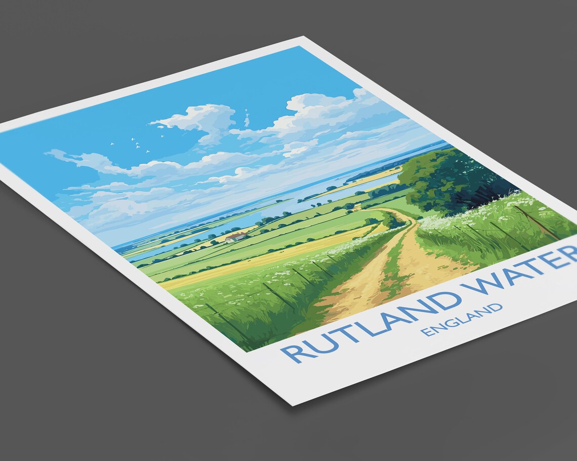 Rutland Water Travel Poster, Reservoir Wall Art Print - Image 2