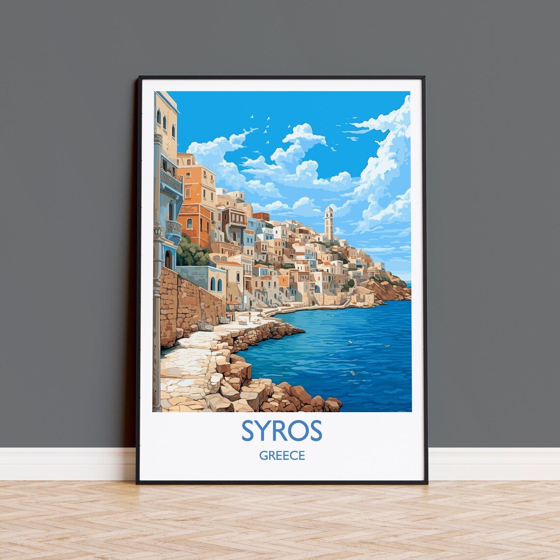 Syros Greece Travel Poster, Greek Islands Art Print