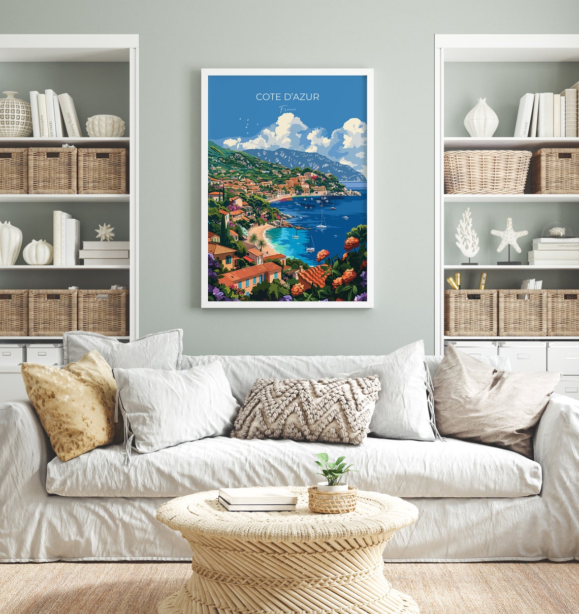 Cote Dazur Travel Print Wall Art Travel Poster Of Cote Dazur Cote Dazur Art Lovers Gift South Of France French Coast Art Gift - Image 2