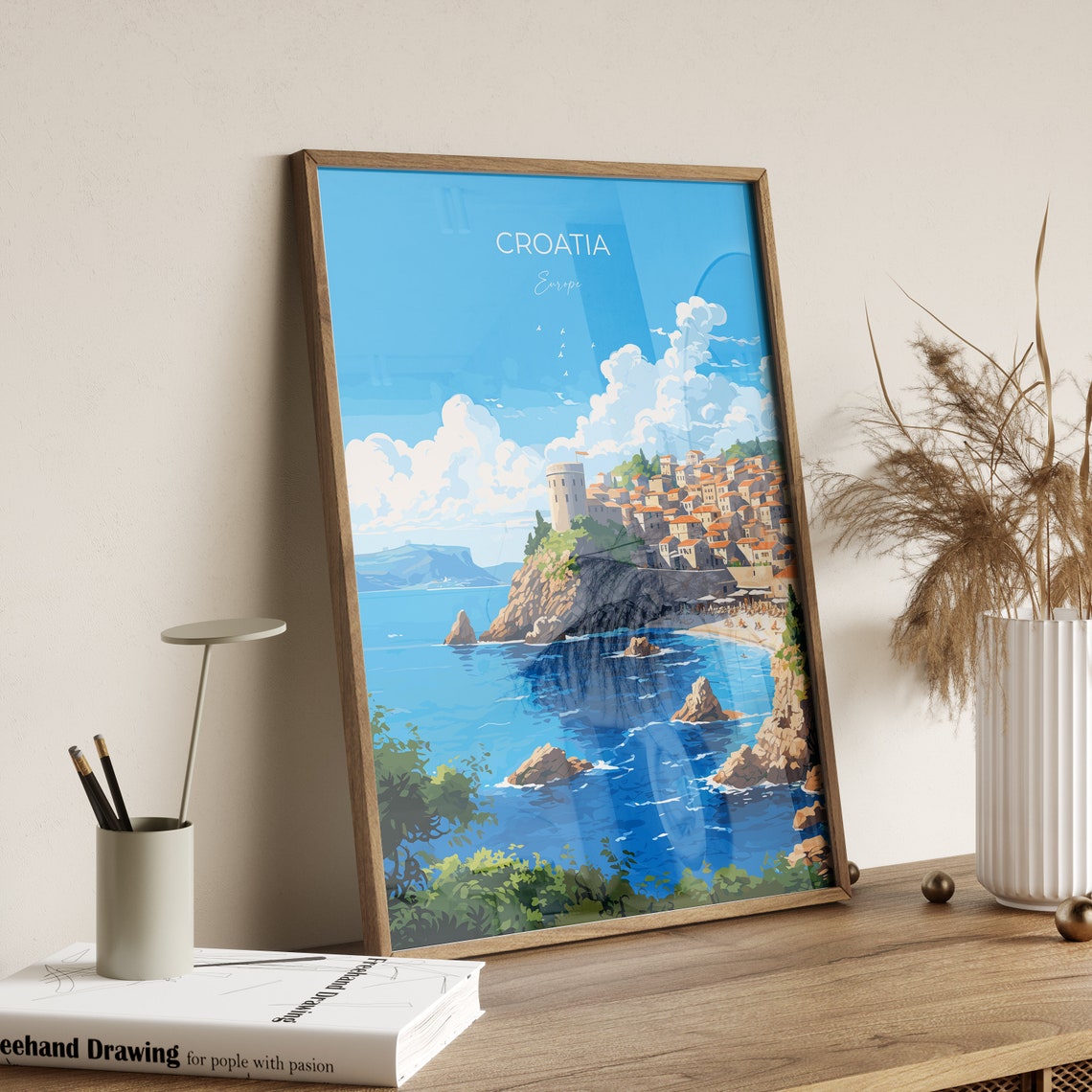 Croatia Travel Poster Travel Print Of Croatia Croatia Art Gift Dalmatian Coast Gift Europe Wall Art Travel Gift - Image 3