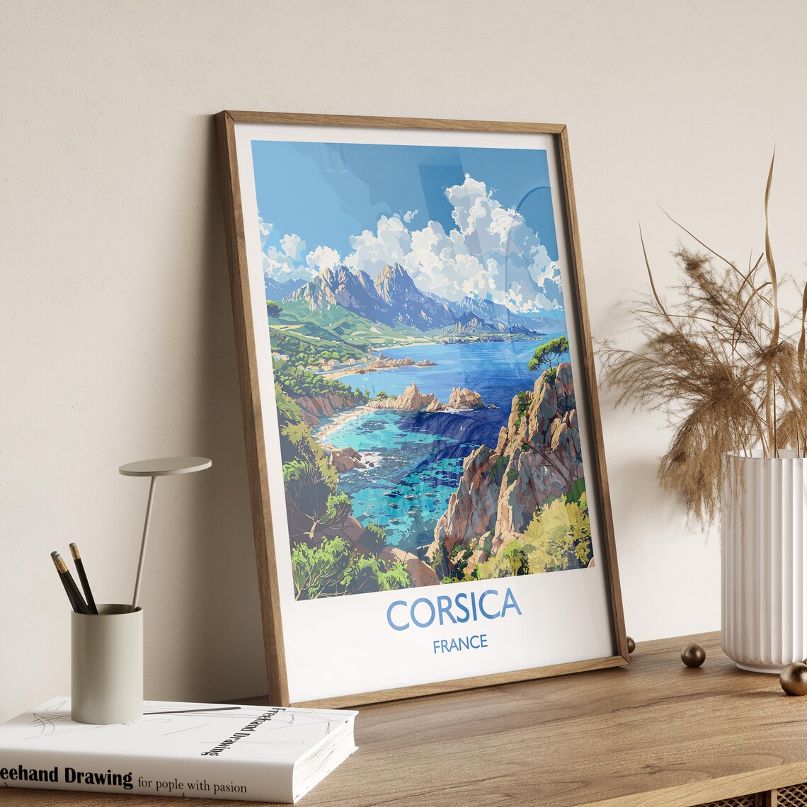 Corsica France Rocky Cliffs Cove Mountains Sea View Travel Print - Image 2