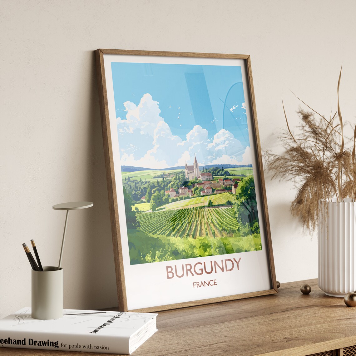 Burgundy Travel Poster, France Wine Region Art - Image 3