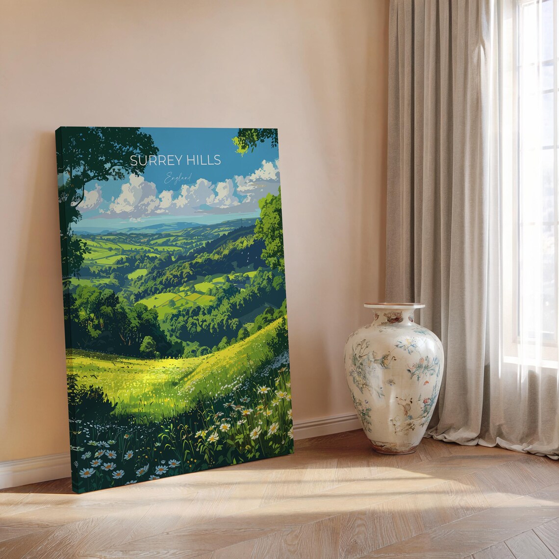 Surrey Hills England Green Countryside Daisies Travel Poster - Image 2