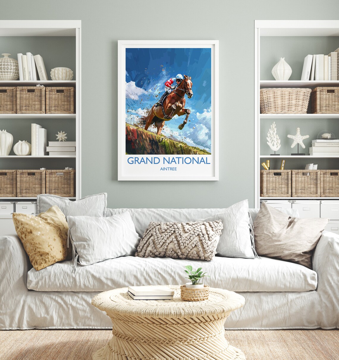 Grand National Aintree Horse Jumping Fence Painted Art Poster - Image 4