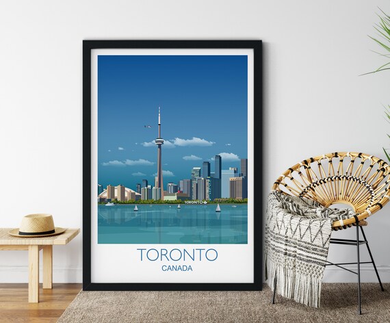 Toronto Canada Skyline CN Tower Waterfront Daytime Travel Poster