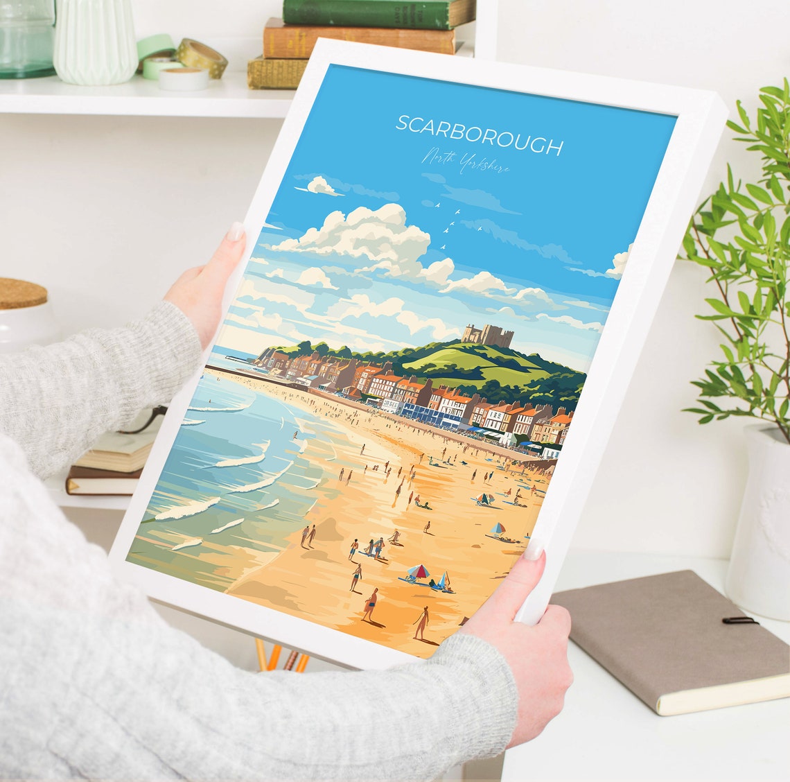 Scarborough Beach Travel Print Travel Poster Of Scarborough North Yorkshire Gift England Norfolk Art Scarborough Gift Wall Art Print - Image 5