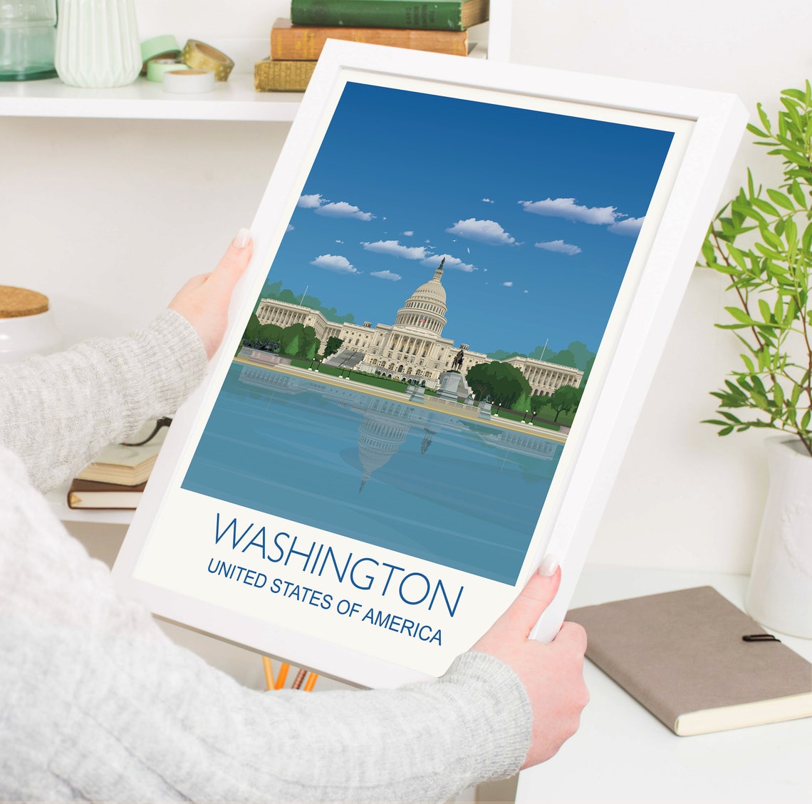 Travel Poster Of Washington Travel Print Of Washington City Of Washington Usa Usa Travel Poster Washington Cityscape - Image 4
