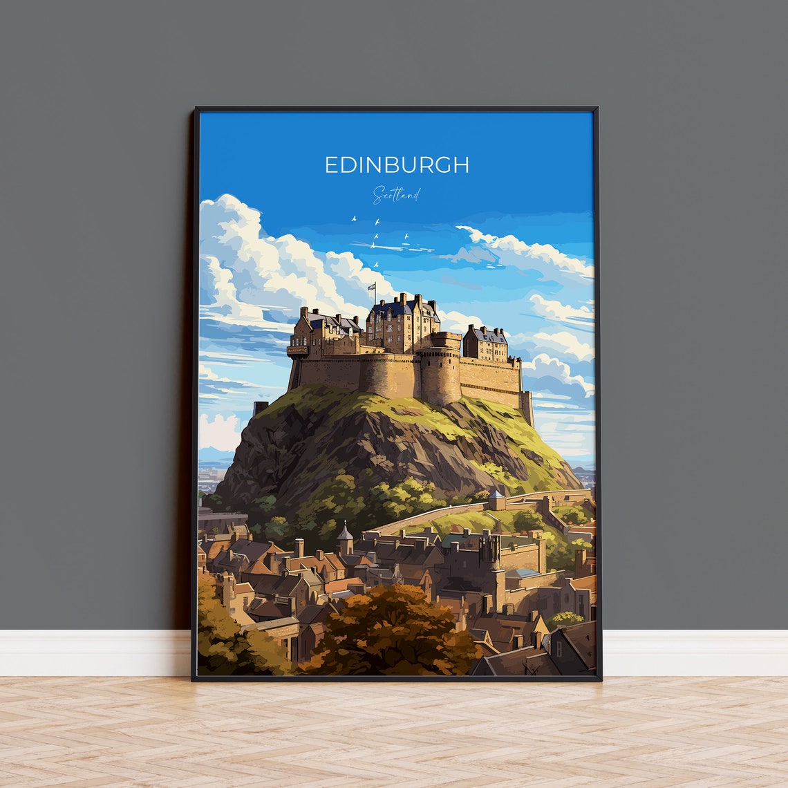 Edinburgh Scotland Castle On The Rock City View Travel Poster