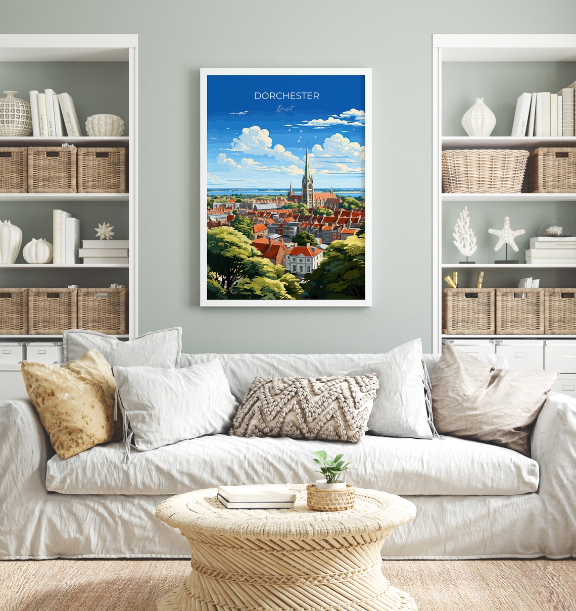 Dorchester Dorset Town View Church Spire Vintage Travel Poster - Image 4