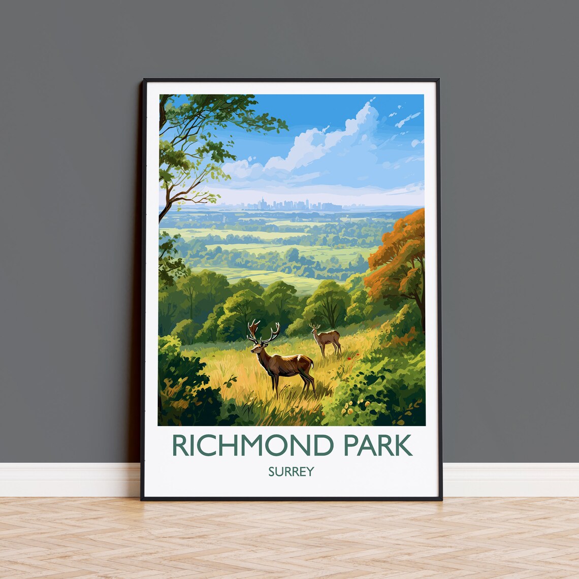 Richmond Park Surrey London Travel Poster