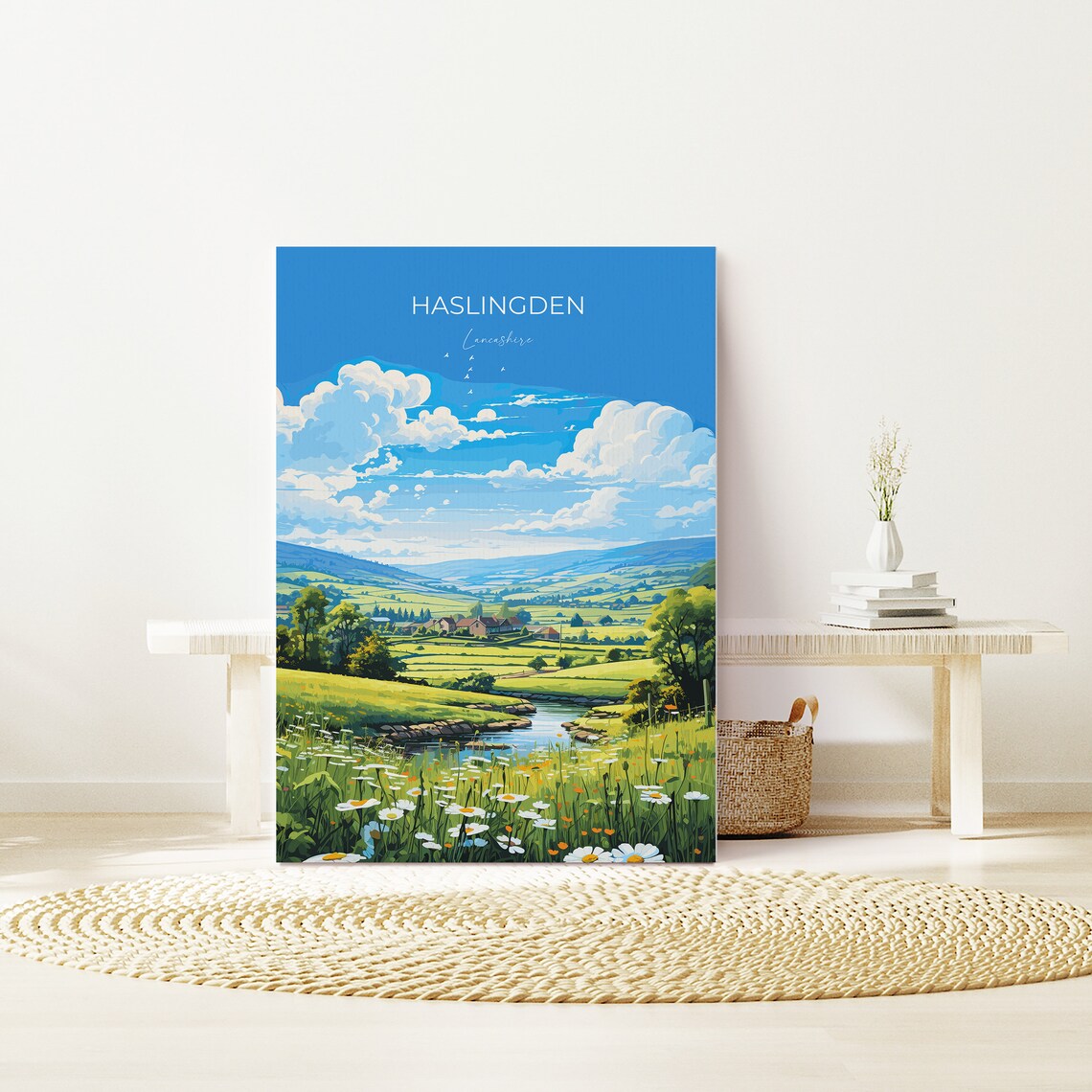Haslingden Lancashire Wildflower Meadow Countryside Travel Poster - Image 3