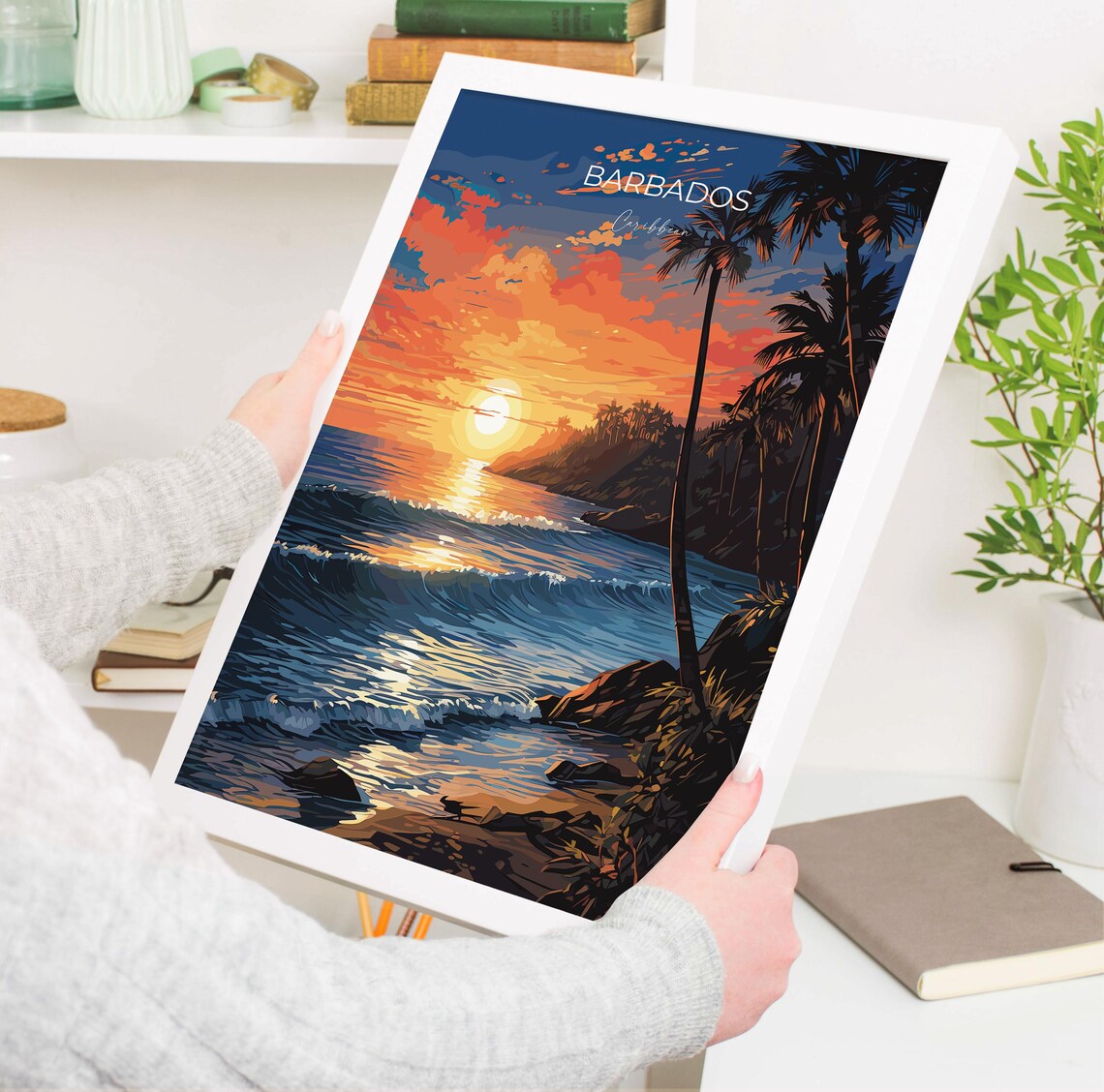 Barbados Travel Poster, Caribbean Sunset Print - Image 3